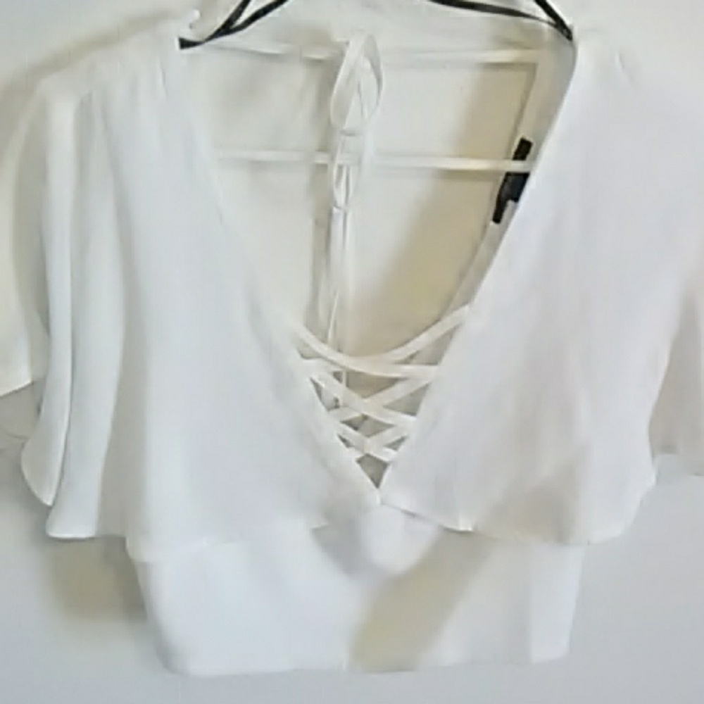 Lace up white crop top
